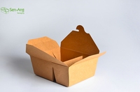 Senang02 nouveau produit boîte à déjeuner en papier à 2 poignées, bac à Bento Kraft personnalisé avec couvercle, compartiment jetable