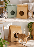 Maison pliable pour chat en papier kraft lavable, lit pour animaux d'intérieur avec surface à gratter, logo personnalisé OEM, taille personnalisée, sac à dos pour animaux de compagnie