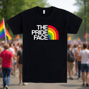 T-shirt The Pride Face Rainbow nera, taglia unisex per adulti - Product Image 3