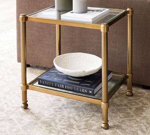 2-Tier Nightstands with Storage Shelves <strong>Slim</strong> Sofa <strong>Table</strong> Tempered Square Glass Side <strong>Table</strong> - Product Image 1