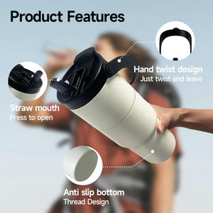 تصميم براءة اختراع بسعر الجملة من الفولاذ المقاوم للصدأ معزل من مادة BPA غطاء قش خالي من البيسفاط كوبين في كوب واحد 40 أونصة <span class=keywords><strong>2</strong></span> في 1 - Product Image 6