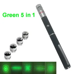 5 In 1 Laser Pointers Pen Puntero Laser Krachtige Laser Groen/Rood/Blauw Violet Lazer Met Ster Hoofden Voor Kat Interactief Spelen