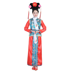 Vestido Hanfu de la dinastía Qing china, disfraz de princesa con perlas, ropa con bandera mandarina, vestido de danza folclórica con estampado exquisito de flores - Product Image 5