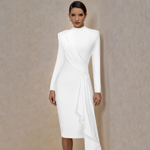 Buy white long sleeve knee length dress Store Black Friday