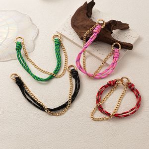 TG-2686 Topgoods Porte-clés tendance en acier inoxydable plaqué or, breloque de sac, pendentif DIY, bijou en corde tressée colorée - Product Image 3