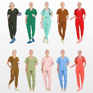 Tenues médicales unisexes personnalisées avec logo tissé en polyester et élasthanne – Ensembles infirmiers, médecins, dentistes, hôpitaux – Blouse et pantalon de jogging - Product Image 5