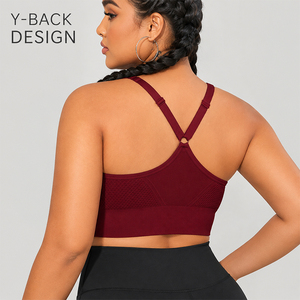 Sujetador deportivo atlético de talla grande para mujer, con espalda en Y, tirantes ajustables, sensación de segunda piel, top de entrenamiento con soporte para yoga, gimnasio y running - Product Image 3