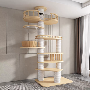 Katı ahşap Premium 4-Level ayarlanabilir kedi ağacı kalınlaşmış PVC Modern lüks tasarım su geçirmez tüm sezon büyük cins Maine kedi - Product Image 4