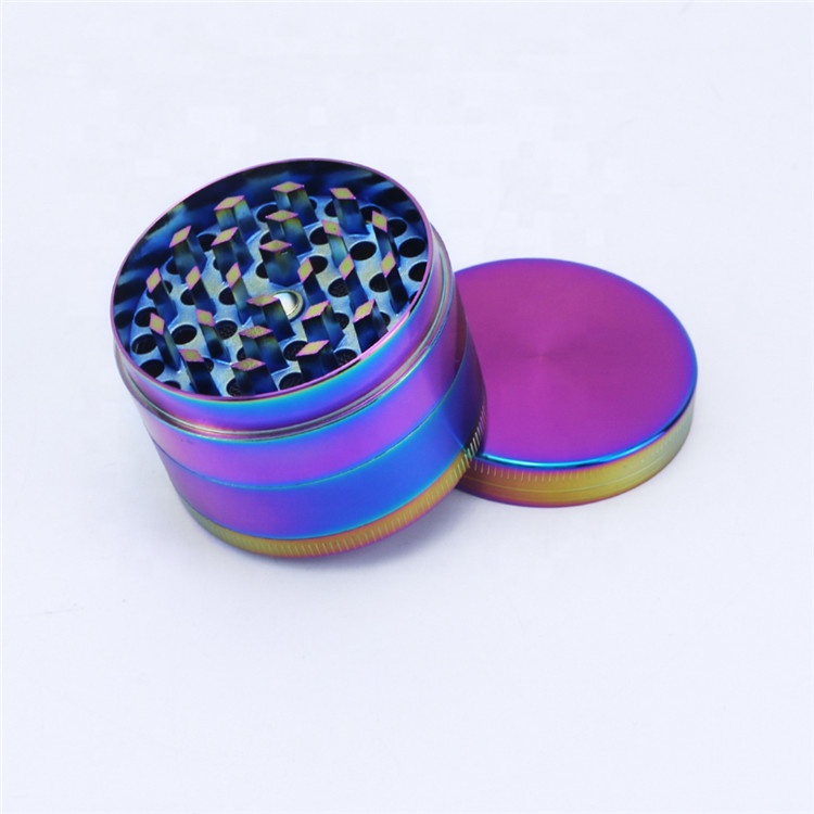 40mm Rainbow Metal Grinder – Diamond Teeth Herb Crusher With Magnetic Lid & Portable Design