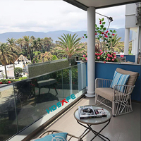 Système de balustrade en verre sans cadre avec accessoires pour rampes d'escalier extérieures et balcons, en alliage d'aluminium avec profilés en U