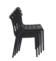 Chaise de salle à manger moderne en plastique, dossier horizontal à lattes, moulage monobloc, confortable, durable et élégante pour la maison, le restaurant et le bistrot