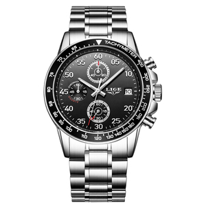 นาฬิกาควอตซ์ดีไซน์หน้าปัดแบบสามเข็มตัวเลขอารบิก สายสแตนเลสกันน้ำ 3BAR โครโนกราฟ 42 มม. นาฬิกาข้อมือเรียบง่ายสำหรับผู้ชาย - Product Image 4