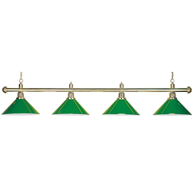 Durability 4 metal pyramid shaped green lampshades Chrome billiard lamp set