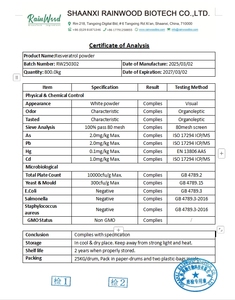 Resveratrol en Polvo Rainwood, Extracto de Polygonum Cuspidatum 98% <span class=keywords><strong>Trans</strong></span>-Resveratrol en Polvo, Resveratrol - Product Image 2