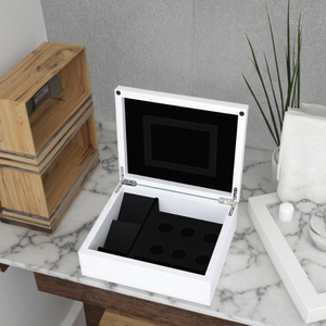 Boîte à parfum en bois gravée au laser MDF avec peinture blanche personnalisée, boîte de rangement pour huiles essentielles, boîte cadeau, emballage de cosmétiques - Product Image 3