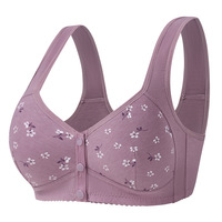 Soutien-gorge Grande Taille à Fermeture Avant, Couvrance Totale, Sans Armature, Minimiseur, Sans Couture, Motif Floral, Bretelles Larges, Soutien Dorsal, Respirant, Pour Poitrine Généreuse