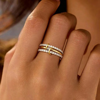 Bague en argent pur S925 très vendue, bague de luxe haut de gamme entièrement sertie de diamants, trois anneaux superposés, style européen, bague populaire pour femmes