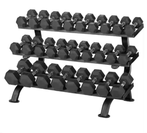Set Dumbbell komersial berkualitas tinggi dengan rak halter tiga lapis peralatan kebugaran dan dudukan - Product Image 2