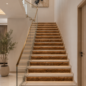 Dalles de marbre brun chaud aux tons chauds, effet forêt tropicale, avec veinage naturel ressemblant à une racine, pour murs, sols et comptoirs intérieurs de luxe - Product Image 2