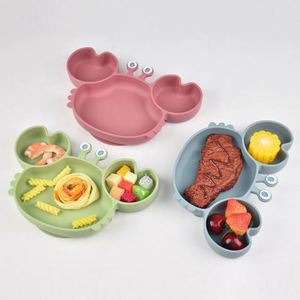 Plato de Silicona con Forma de Cangrejo para Bebés, con Succión, Diseño de Dibujos Animados, Vajilla Infantil - Product Image 1