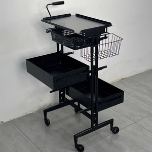 Wholesale Barber Shop Perm and Dyeing Beauty Storage <b>Trolley</b> Iron Black <b>Trolley</b> Hair Salon Hair Dye Storage Rack for Workshop - Product Image 3