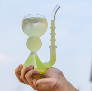 Commande en gros de verres à cocktail fumés, verres à boire soufflés à la main avec base en bambou - Product Image 2