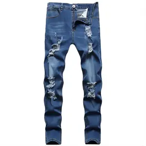 Fashion Skinny Ripped Damage Trousers Scratch Distressed Denim Mens Designer Clothing Men's Jean Pant For Men New Fashion