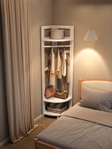 <span class=keywords><strong>Appendiabiti</strong></span> ad Angolo Moderno Nordico in Legno Massello Salvaspazio da Pavimento a Soffitto per Camera da Letto Senza Occupazione - Product Image 4