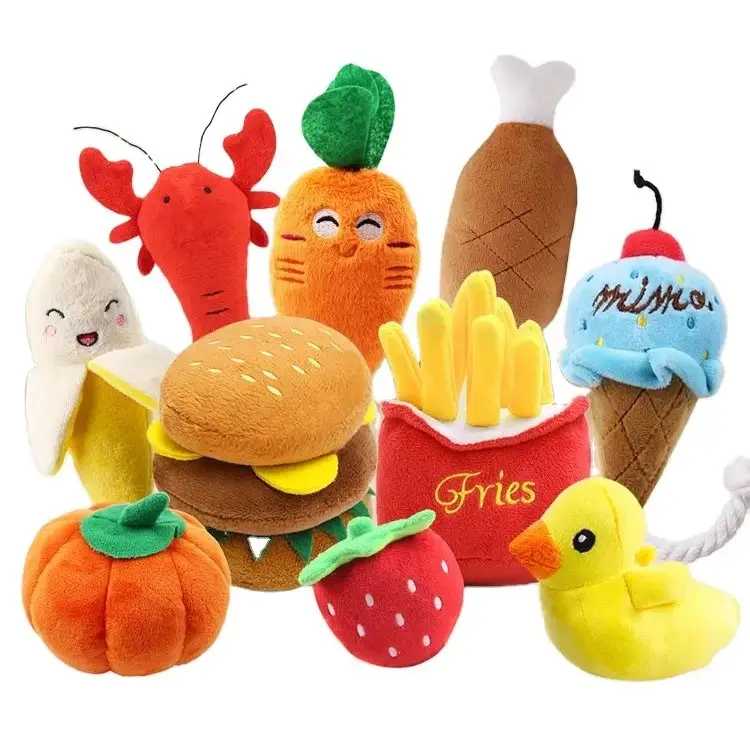Famipet Manufacturer Custom Fast Food Lunch Pack Designer Stuffed Plush Pet Toy Squeaky Dog Toys for Pet