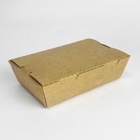 Boîte alimentaire jetable en papier kraft avec couvercle à clapet pour salades, sushis, sandwichs, repas et bento à emporter