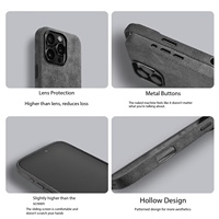 Coque de téléphone pour iPhone 16 Pro Max, en Alcantara italien véritable, enveloppement complet, cadre métallique pour l'appareil photo, attraction magnétique, prix d'usine