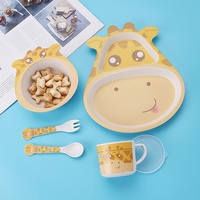 Ensemble de vaisselle pour enfants, mignon, dessin animé, animal, bébé, assiette compartimentée, bol pour aliments complémentaires, cuillère