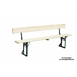 Panca da birra con schienale, finitura naturale. 220x27 cm, struttura verde - Product Image 1