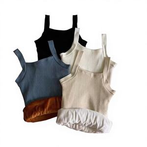 Camisole côtelée doublée polaire pour <span class=keywords><strong>femme</strong></span>, débardeur thermique chaud, logo personnalisé, faible MOQ, directement de l'usine - Product Image 1