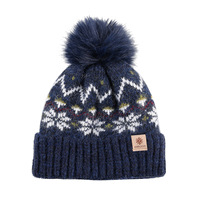 Bonnet d'hiver classique en tricot pour enfant, doublé polaire acrylique jacquard, avec pompon, logo personnalisé OEKO-TEX, vente en gros