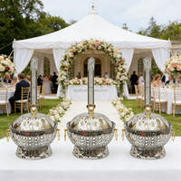 Réchaud de buffet rond en acier inoxydable 8,0 L pour banquets d'hôtel et mariages, chauffe-plats argenté à alcool