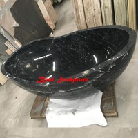 Baignoire ovale en marbre noir Marquina, autoportante, moderne, luxueuse, pour villa, avec fonction de trempage, baignoire en pierre à vendre