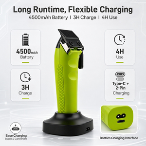 <span class=keywords><strong>Cortadora</strong></span> <span class=keywords><strong>de</strong></span> Pelo Profesional con Logotipo Personalizado, 8000 RPM, 4500 mAh, con Cuchilla <span class=keywords><strong>de</strong></span> Cerámica DLC, Tecnología <span class=keywords><strong>de</strong></span> Rotor Externo sin Escobillas, Base <span class=keywords><strong>de</strong></span> Carga - Product Image 5
