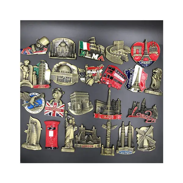 Souvenirs Huisdecoratie Amerikaanse Adelaar Jeruzalem Israel London Bus New York Parijs Metaal 3d Koelkast Magneten Koelkast Custom