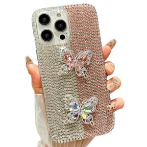 Luxe plein diamant pour iPhone 16Pro coque de <span class=keywords><strong>téléphone</strong></span> 15Max Bling cristal papillon 14Plus brillant perle fleur 13 Anti-chute 12 couverture - Product Image 1