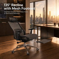 Chaise de bureau ergonomique moderne à dossier haut en maille, base étoile à cinq branches, pivotante à 360 degrés, appui-tête réglable, accoudoirs 3D, soutien lombaire