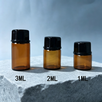 Petite fiole en verre brun vide de 1 ml, 2 ml, 3 ml pour l'emballage d'huiles essentielles et de parfums