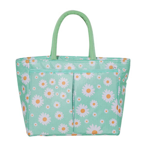Sac à déjeuner isotherme à motif Daisy, bleu marine et rose, fourre-tout de grande capacité pour pique-nique et usage quotidien - Product Image 5