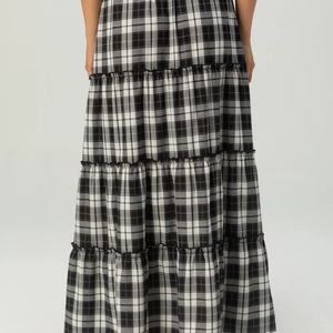 กระโปรงแม็กซี่ลายสก็อตแบบใหม่ ดีไซน์พิเศษสำหรับฤดูร้อน แต่งระบาย สำหรับผู้หญิง ขายส่ง - Product Image 3