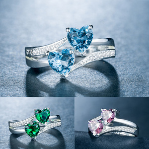 Anello con design a doppio cuore, anello classico da donna - Product Image 3