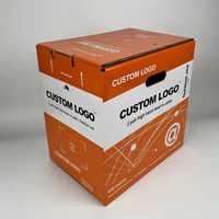Boîte d'emballage en carton ondulé avec logo personnalisé et poignée découpée, carton d'expédition imprimé pour le rangement des fils et câbles