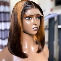 Perruque Lace Front 4x4 sans colle, coupe courte bob, en cheveux humains vierges avec cuticules alignées, ligne de cheveux pré-épilée, pour femmes noires, usage quotidien