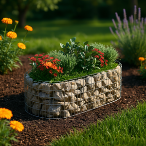 Bac de plantation surélevé en gabion en fer galvanisé argenté 78,7 x 39,4 x 19,7 pouces - Product Image 2