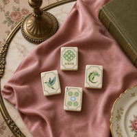 Tuiles de Mahjong Américaines de Luxe en Acrylique à Trois Couches, Peintes à la Main avec Motifs Floraux, Cadeau Classique en Stock, Livraison Rapide, Prêt à Expédier