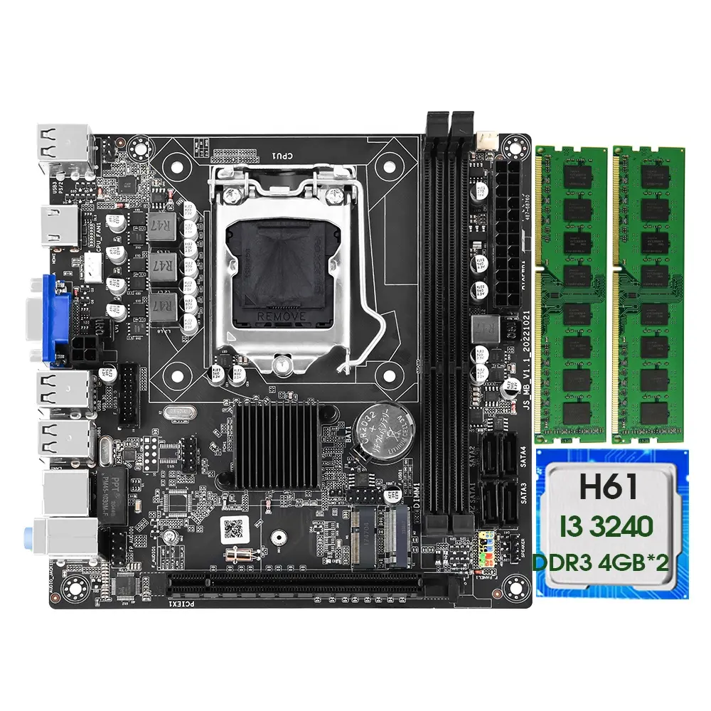 Lga1155 H61 Motherboard Kit i3 3240 CPU DDR3 8GB RAM Placa Mae LGA 1155 Mainboard